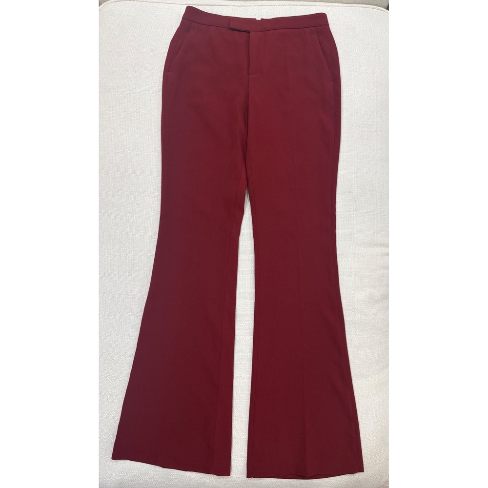 Zara Woman Pants Womens Small Burgundy Flared High Rise Trousers Excellent
